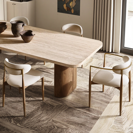 Minimalist Metal-Wood Dining Table