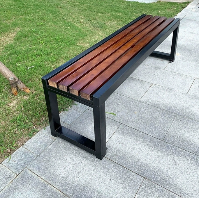 Outdoor Folding Metal / Wooden Garden Bench